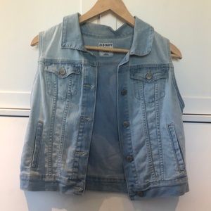 Whitewash Old Navy Sleeveless Denim Jacket